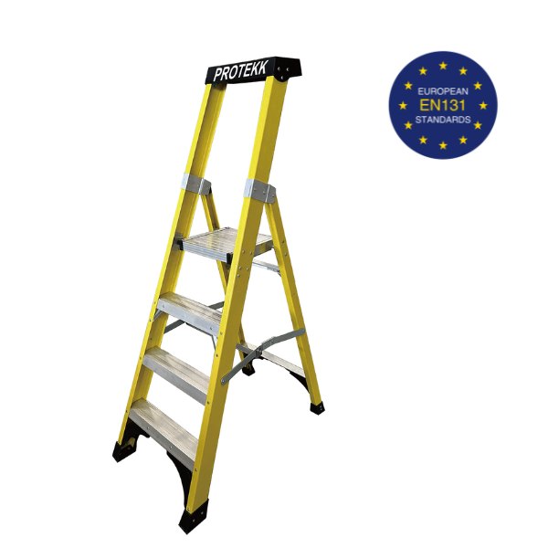 ALLLAD2004-4-3+1THREAD PLATFORM FIBREGLASS LADDER Yellow