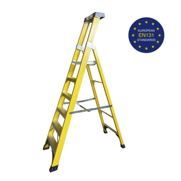 ALLLAD2005-6-5+1THREAD PLATFORM FIBREGLASS LADDER Yellow